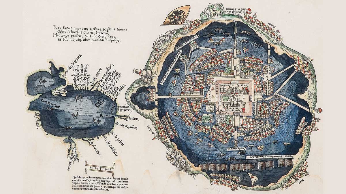 The First European Map of Tenochtitlan, 1524 The First European Map of Tenochtitlan, 1524